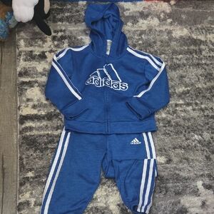 Adidas Kids Blue Hoodie Tracksuit